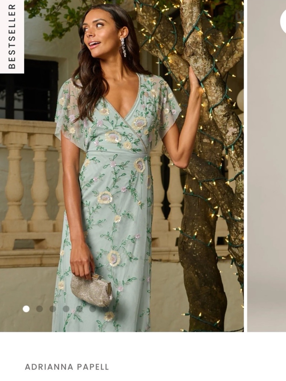Adrianna Papell Mint Floral Embroidered Maxi Dress